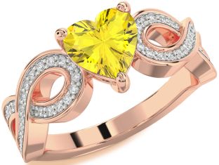 Diamond Amethyst Rose Gold Heart Infinity Solitaire Engagement Ring