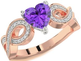 Diamond Amethyst Platinum & Rose Gold Heart Infinity Solitaire Engagement Ring