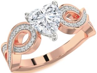 Diamond White Rose Gold Heart Infinity Engagement Ring