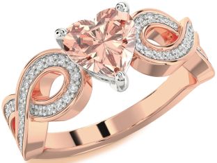 Diamond Amethyst Platinum & Rose Gold Heart Infinity Solitaire Engagement Ring