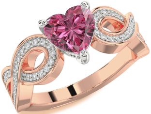Diamond Amethyst Platinum & Rose Gold Heart Infinity Solitaire Engagement Ring