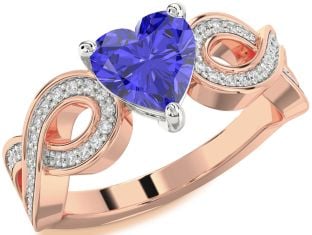 Diamond Amethyst Platinum & Rose Gold Heart Infinity Solitaire Engagement Ring