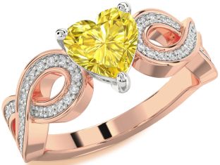 Diamond Amethyst Platinum & Rose Gold Heart Infinity Solitaire Engagement Ring