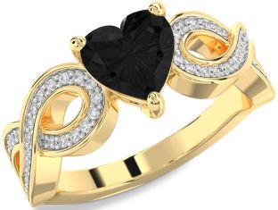 Diamond Amethyst Gold Heart Infinity Solitaire Engagement Ring