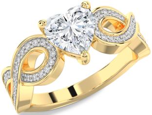 Diamond Gold Heart Infinity Engagement Ring
