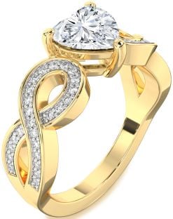 Diamond Gold Heart Infinity Solitaire Engagement Ring