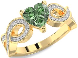 Diamond Amethyst Gold Heart Infinity Solitaire Engagement Ring