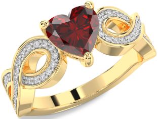 Diamond Amethyst Gold Heart Infinity Solitaire Engagement Ring