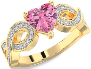 Diamond Amethyst Gold Heart Infinity Solitaire Engagement Ring