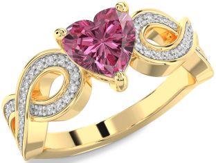 Diamond Amethyst Gold Heart Infinity Solitaire Engagement Ring