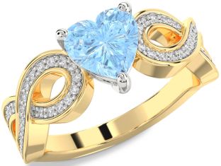 Diamond Amethyst Platinum & Yellow Gold Heart Infinity Solitaire Engagement Ring