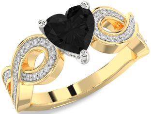 Diamond Amethyst Platinum & Yellow Gold Heart Infinity Solitaire Engagement Ring