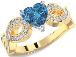 Diamond Amethyst Platinum & Yellow Gold Heart Infinity Solitaire Engagement Ring