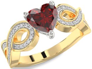 Diamond Amethyst Platinum & Yellow Gold Heart Infinity Solitaire Engagement Ring