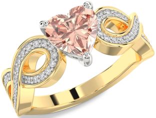 Diamond Amethyst Platinum & Yellow Gold Heart Infinity Solitaire Engagement Ring