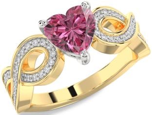 Diamond Amethyst Platinum & Yellow Gold Heart Infinity Solitaire Engagement Ring