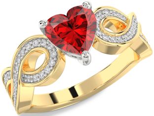 Diamond Ruby Platinum & Yellow Gold Heart Infinity Engagement Ring
