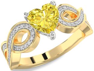 Diamond Amethyst Platinum & Yellow Gold Heart Infinity Solitaire Engagement Ring