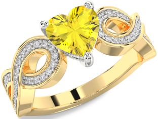 Diamond Amethyst Platinum & Yellow Gold Heart Infinity Solitaire Engagement Ring