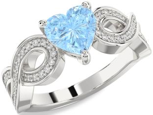 Diamond Amethyst Platinum Heart Infinity Solitaire Engagement Ring