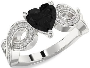 Diamond Amethyst Platinum Heart Infinity Solitaire Engagement Ring