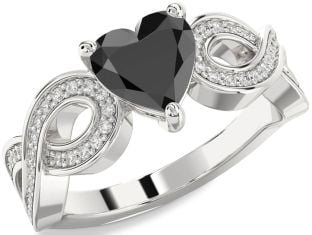 Diamond Amethyst Platinum Heart Infinity Solitaire Engagement Ring