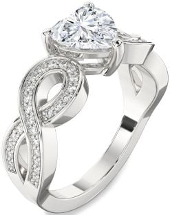 Diamond White Gold Heart Infinity Solitaire Engagement Ring