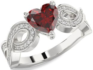 Diamond Amethyst Platinum Heart Infinity Solitaire Engagement Ring