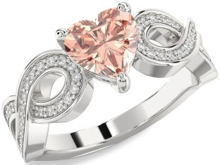 Diamond Amethyst Platinum Heart Infinity Solitaire Engagement Ring