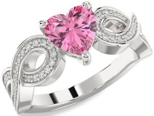 Diamond Amethyst Platinum Heart Infinity Solitaire Engagement Ring