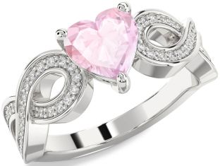 Diamond Amethyst Platinum Heart Infinity Solitaire Engagement Ring