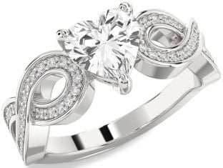 Diamond Amethyst Platinum Heart Infinity Solitaire Engagement Ring