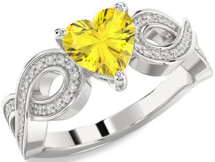 Diamond Amethyst Platinum Heart Infinity Solitaire Engagement Ring