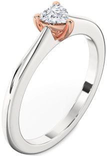 Diamond Silver & 10K Rose Gold Heart Promise Ring