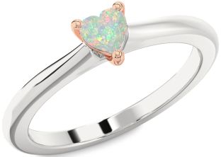 Amethyst Platinum & Rose Gold Heart Promise Ring