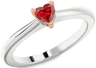 Ruby Silver & 10K Rose Gold Heart Promise Ring