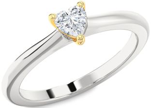 Diamond Silver & 10K gold Heart Promise Ring