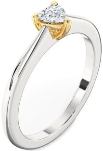 Diamond Silver & 10K gold Heart Promise Ring