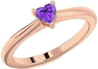 Amethyst Rose Gold Heart Promise Ring