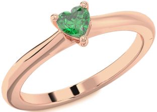 Emerald Rose Gold Heart Promise Ring