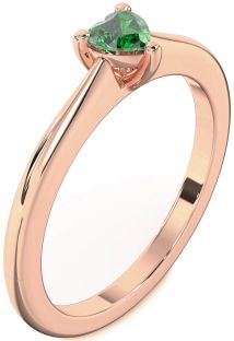 Emerald Rose Gold Heart Promise Ring
