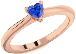 Blue Sapphire Rose Gold Silver Heart Promise Ring