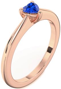 Blue Sapphire Rose Gold Heart Promise Ring