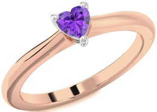 Amethyst Platinum & Rose Gold Heart Promise Ring