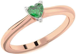 Emerald White Rose Gold Heart Promise Ring
