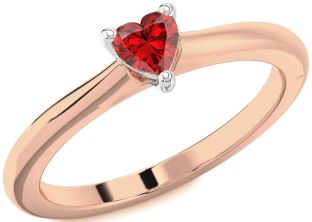 Ruby White Rose Gold Heart Promise Ring