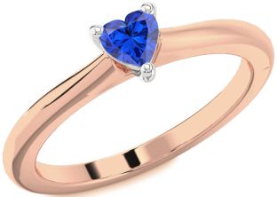 Blue Sapphire Platinum & Rose Gold Heart Promise Ring