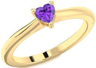 Amethyst Gold Heart Promise Ring