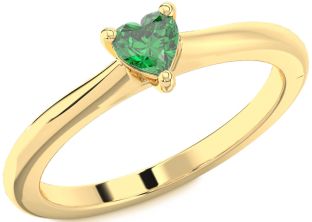 Emerald Gold Heart Promise Ring