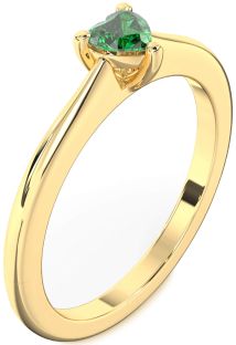 Emerald Gold Heart Promise Ring